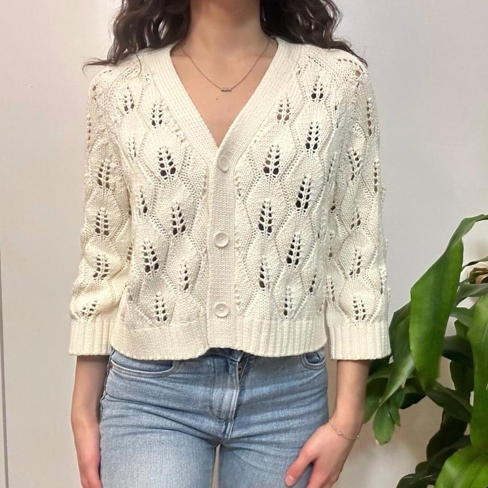 Part Two Cream Knit Cardigan, Size Small - Picture 6 of 8